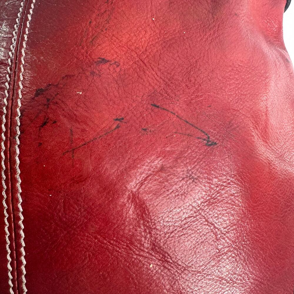 Vintage Marco Firenze Red Italian Leather Designer Shoulder Bucket Bag READ - Picture 4 of 13